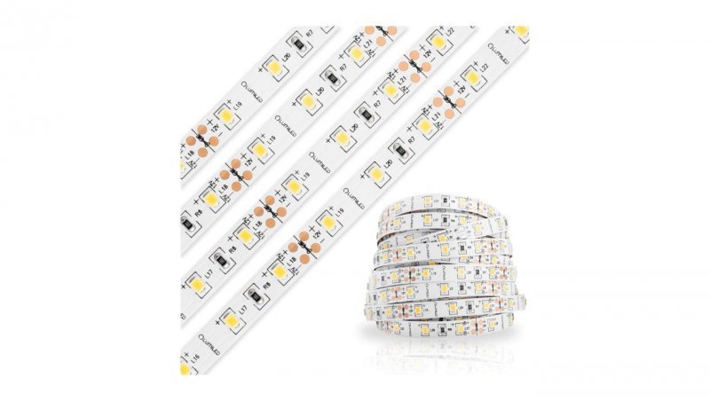 Taśma LED Pasek 12V 24W 300LED 2835 Ciepła IP65 8mm 5m