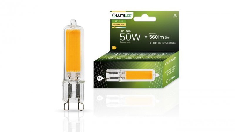 Żarówka LED G9 KAPSUŁKA 5W = 50W 560lm 3000K Ciepła 360 LUMILED