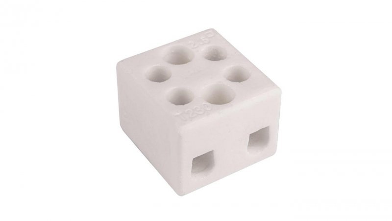 Złączka gwintowa porcelanowa szkliwiona (z dwoma otworami do przykręcania) 2,5 mm² 2 tory CPO 2-2.5A 80017516 /16szt./