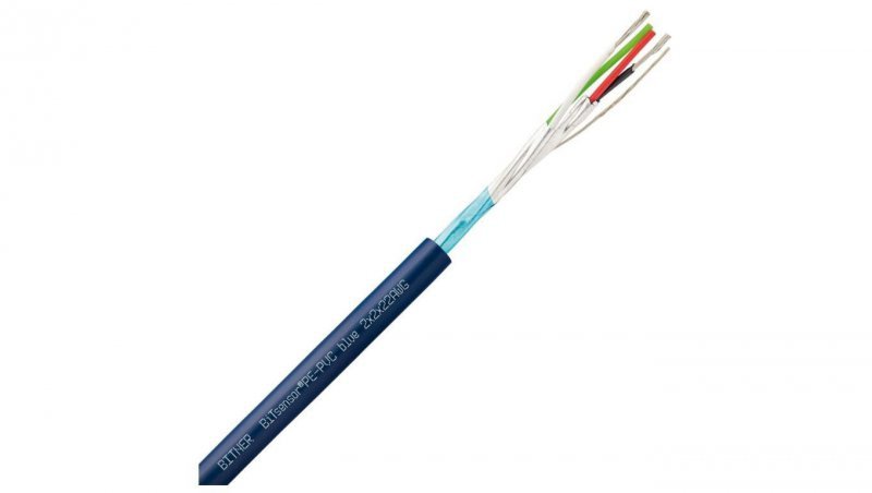 Kabel transmisyjny BiTsensor PE-PVC Eca do transmisji danych zewnętrzny do ziemi 2x2x0,34mm2 niebieski Bitner 300m