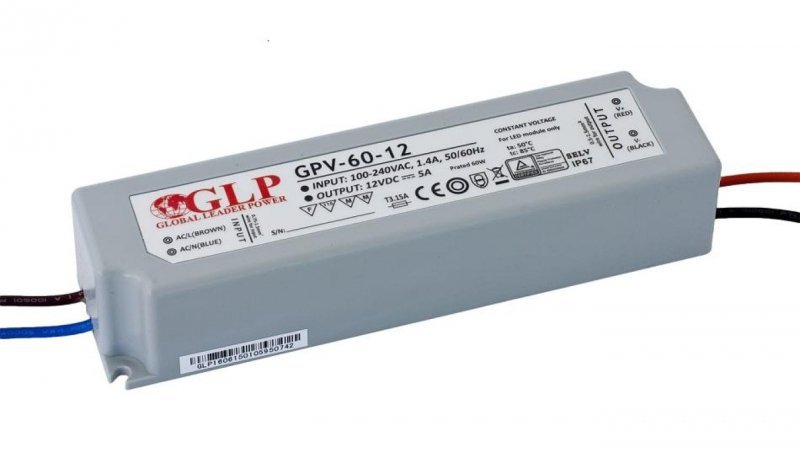 GPV-60-12 Zasilacz impulsowy do LED 60W 12V/5A IP67 Hermetyczny