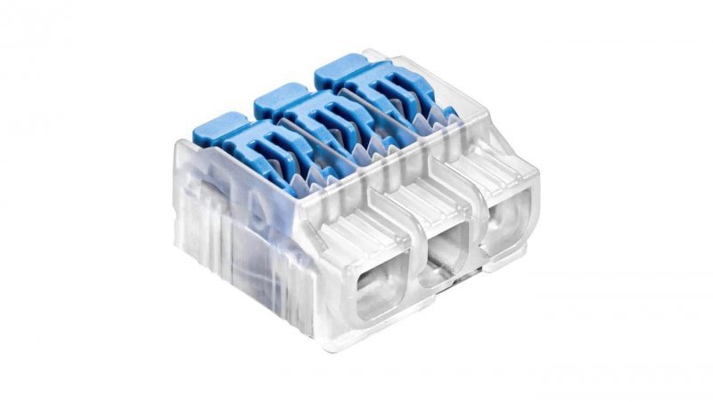 IDEALNA Szybkozłączka z dźwignią 3x 0,2-4mm2 uniwersalna bezhalogenowa (na drut / na linkę) 450V/32A SIMET 10szt.