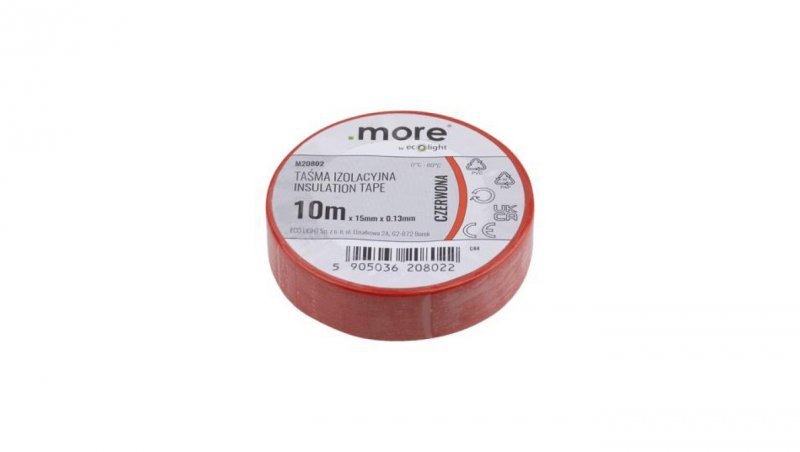 Taśma izolacyjna 15mm x 0,13mm CZERWONA 10m 1 szt.