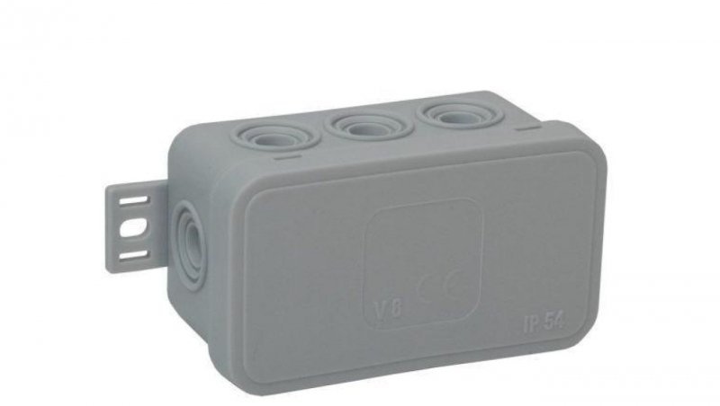 Puszka natynkowa pusta 8 wlotów VIPLAST V8 klik SZARA IP54 80x45x41mm 038-03