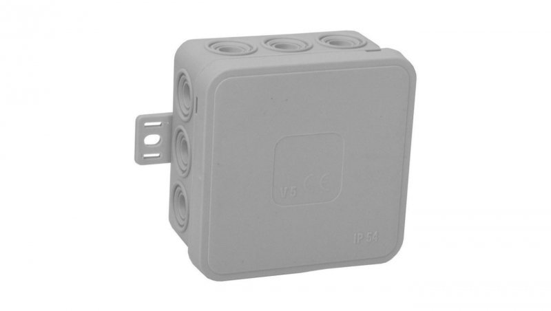 Puszka natynkowa pusta 12 wlotów VIPLAST V5 klik SZARA IP54 75x75x41mm 035-03