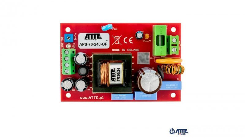 Zasilacz sieciowy SMPS 24V 3A 72W ATTE APS-70-240-OF