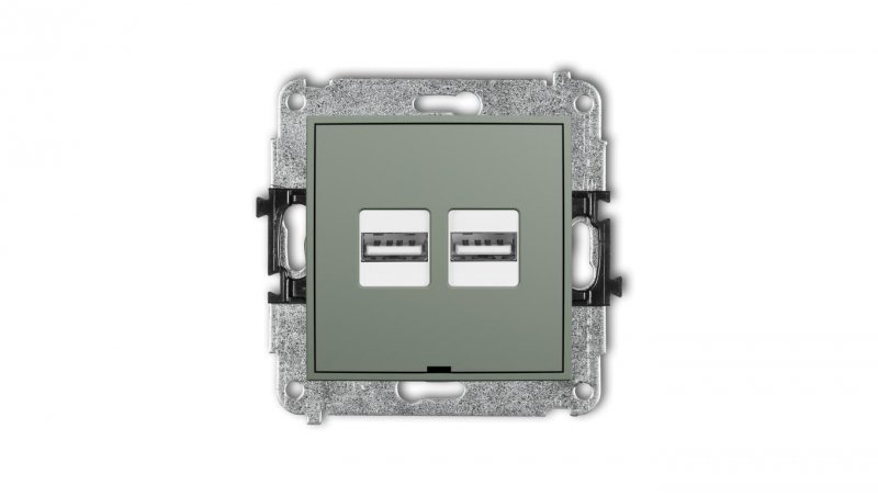 MINI Mechanizm ładowarki USB podwójnej 2xUSB A, 15,5W max., 5V, 3.1A, bez pola opisowego szałwiowy 61MCUSBBO-6