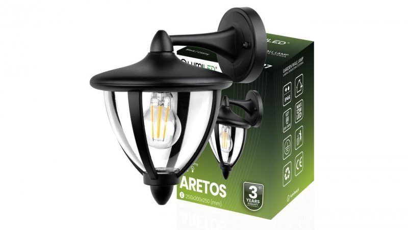 Lampa Ogrodowa Elewacyjna E27 LED Latarnia ARETOS LUMILED
