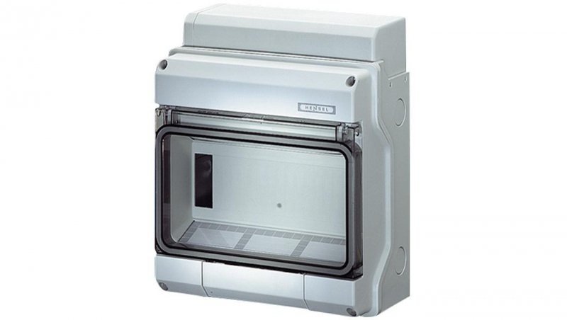 Rozdzielnica natynkowa hermetyczna 1x9 modułów IP54 200x238x111mm plastikowa drzwi transparentne HENSEL