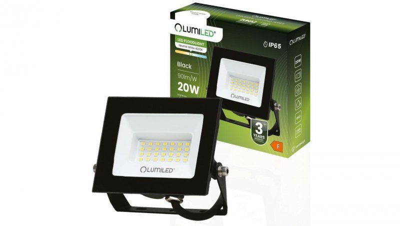 Naświetlacz LED ZUNA2 20W 1800lm 4000K IP65 Czarny LUMILED