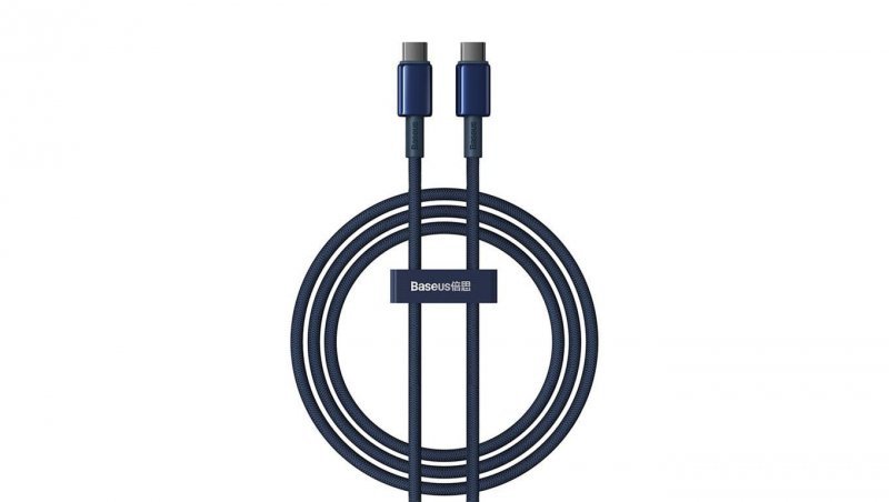 Kabel Baseus Tungsten Gold USB-C / USB-C 100W 1m - granatowy
