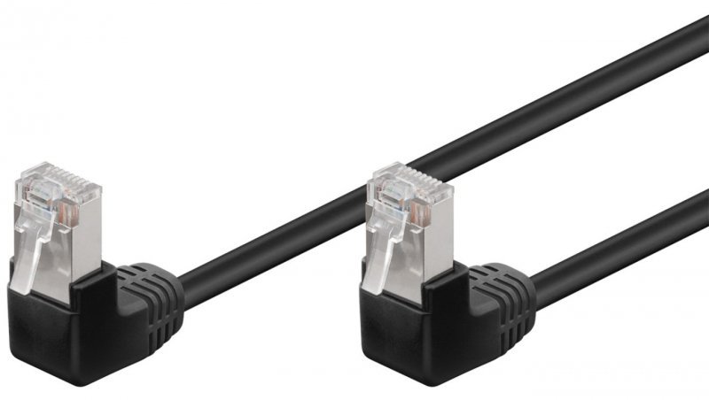 CAT 5e Kabel łączący 2x 90 pod kątem,F/UTP, Czarny - Długość kabla 3 m