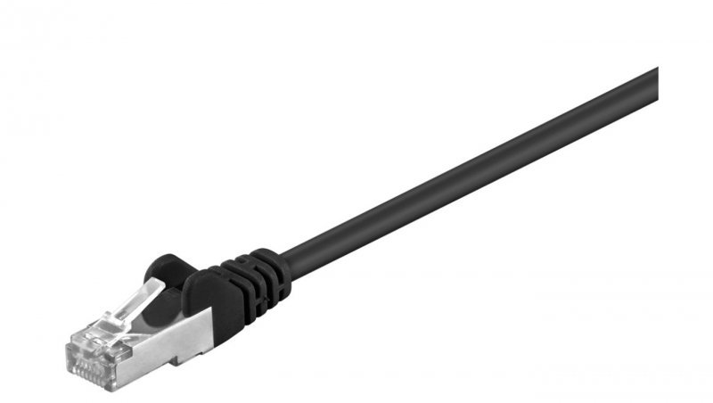 CAT 5e Kabel łączący, F/UTP, czarny - Długość kabla 0.25 m