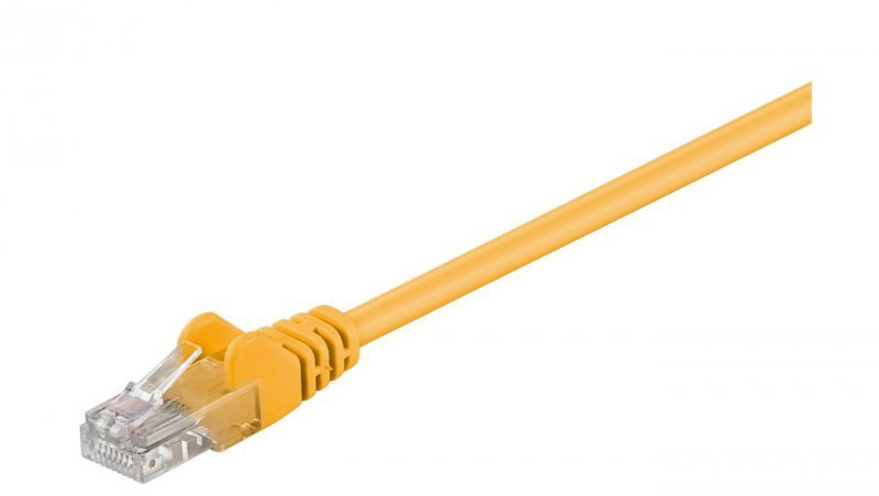 CAT 5e Kabel łączący, U/UTP, Żółty - Długość kabla 0.5 m