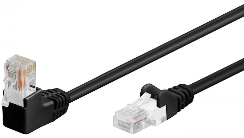 CAT 5eKabel łączący 1x 90 pod kątem,U/UTP, Czarny - Długość kabla 10 m