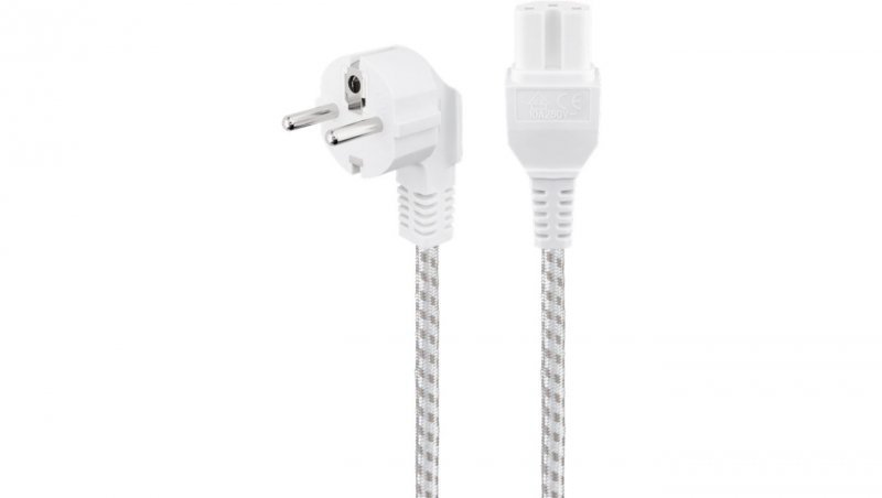 Kabel przyłączeniowy do urządzeń grzewczych, 2 m, biało-srebrny - Długość kabla 2 m