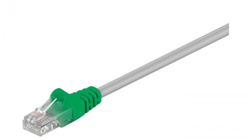 CAT 5e kabel krosowany, U/UTP, Szary, Zielony - Długość kabla 3 m
