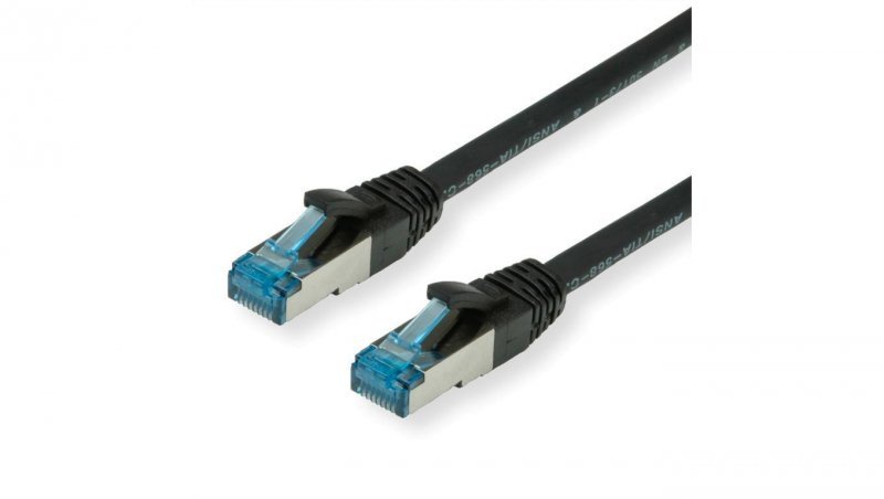 Kabel krosowy VALUE Cat.6A (Class EA) S/FTP (PiMF), LSOH, czarny, 2 m