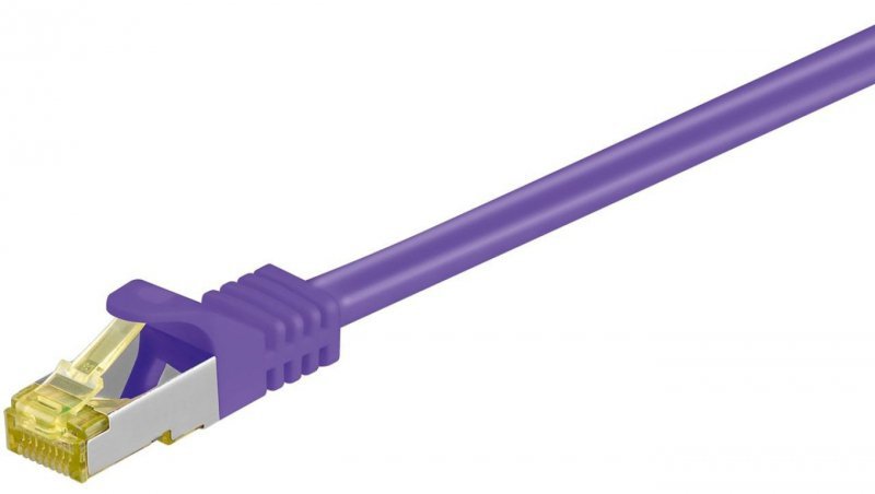 RJ45 patchkabel, CAT 6A S/FTP (PiMF), 500 MHz z CAT 7 kable surowym, Fioletowy - Długość kabla 1 m