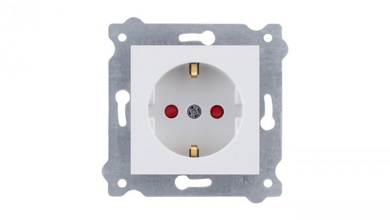 Gniazdo z uziemieniem Schuko 2P+E i przesłonami torów prądowych 250V 16A Biały 238/01