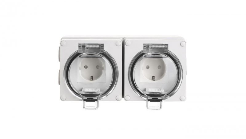 OYSTER IP66 2xgniazdo wtyczkowe w obudowie hermetycznej 16A/250V szary 6185-42