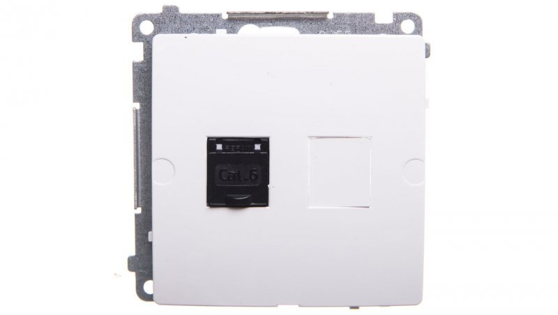 Simon Basic Gniazdo komputerowe pojedyncze RJ45 kat.6 z przesłoną białe BM61.01/11