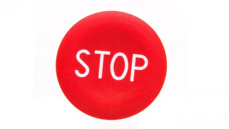 Wkładka przycisku 22mm płaska czerwona z symbolem STOP ZBA434