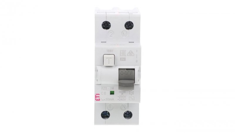 Wyłącznik różnicowo-nadprądowy 2P 6A C 0,03A typ AC KZS-2M 002173121
