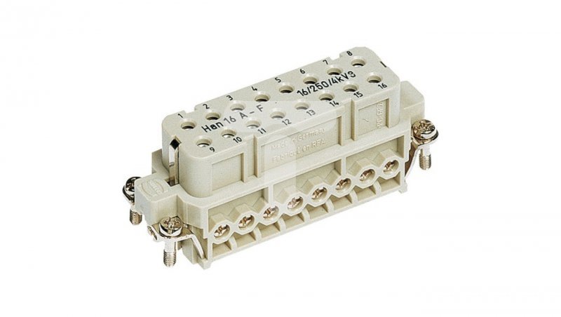 Złącze śrubowe (wkład) (0,75-2,5 mm2) 16+PE żeńskie 250V 16A Han A 09200162812