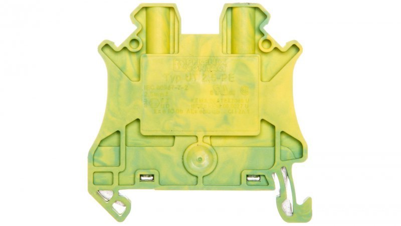 Złączka szynowa ochronna 2,5mm2 zielono-żółta UT 2,5-PE BK 3044093 /50szt./