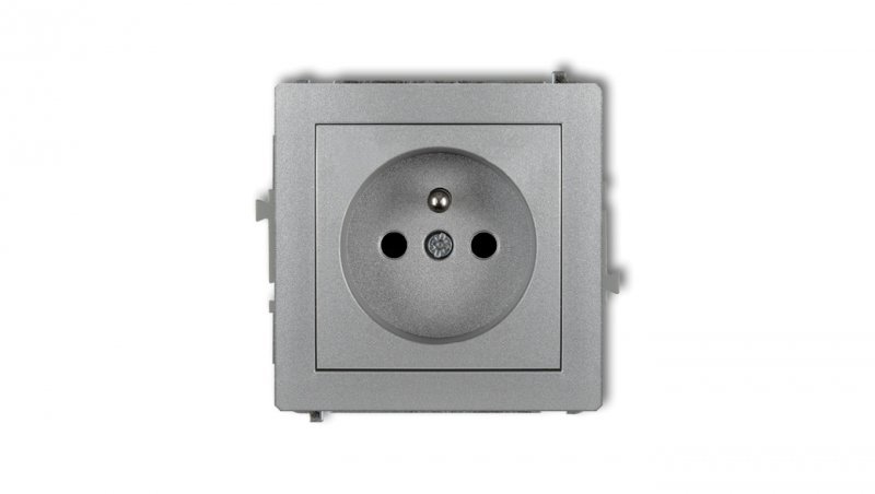 DECO Gniazdo pojedyncze z/u 2P+Z srebrny metalik 7DGP-1z
