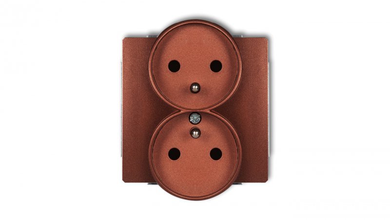 DECO Gniazdo podwójne z/u brązowy metalik 9DGPR-2z