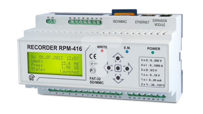 Mikroprocesorowy rejestrator parametrów elektrycznych RPM-416