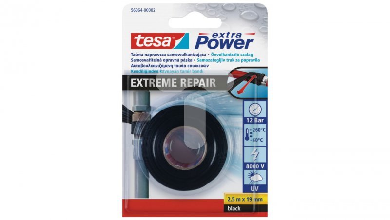 Taśma samowulkanizująca silikonowa Xtreme 2,5m 19mm czarna 56064-00002-00