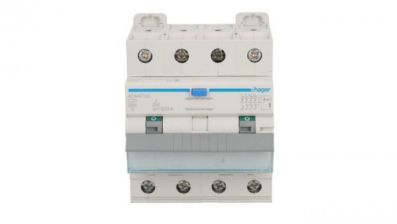Wyłącznik różnicowonadprądowy 4P C 20A 0,03A Typ A 6kA RCBO ADM470C