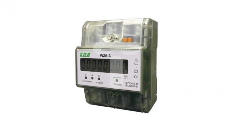 Wskaźnik zużycia energii elektrycznej 3-fazowy bezpośredni kl.1 3x230V+N WZE-3