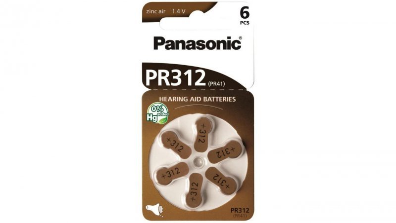 Bateria do aparatów słuchowych PR312 / PR41 1,4V /blister 6szt./