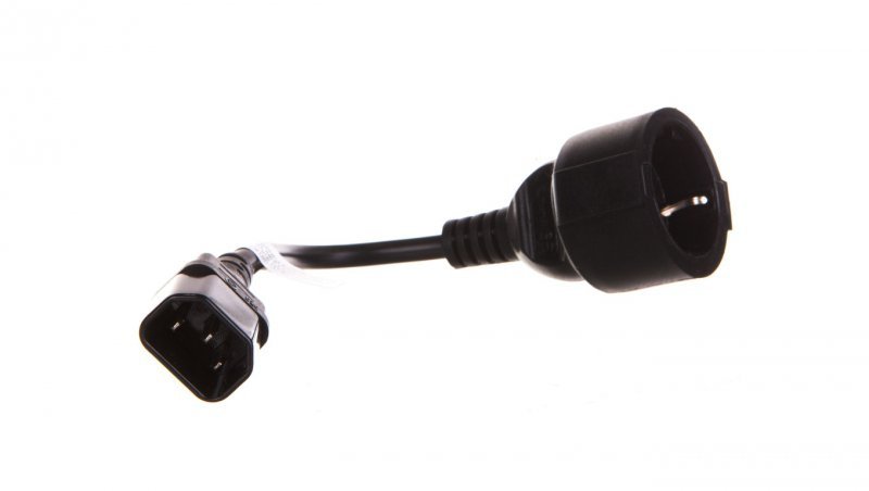 Przedłużacz kabla zasilającego IEC 320 C14-&gt;SCHUKO(F) 20cm czarny CA-C14E-10CC-0018-BK