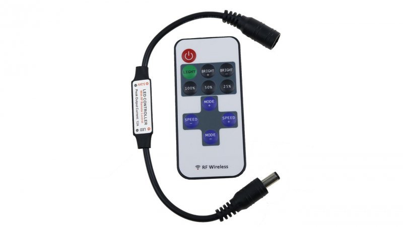 Ściemniacz RF radiowy mini czarny 11-key 6A 72W 12VDC wtyczkowy