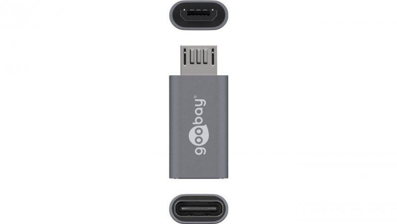Adapter USB-C &gt;  microUSB 2.0 (typ B) szary 55553