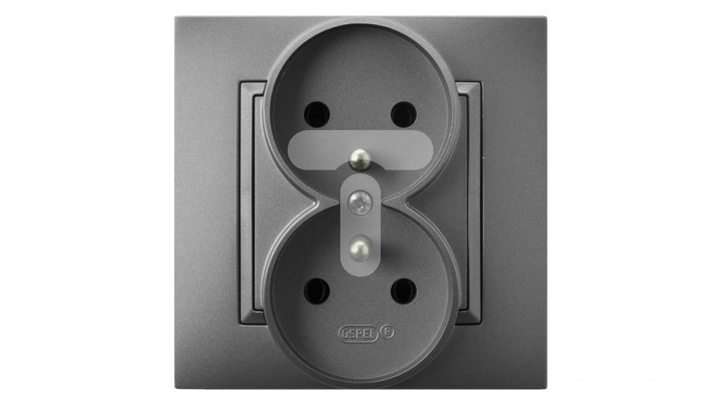 ARIA Gniazdo podwójne z/u szary mat GP-2UZ/70