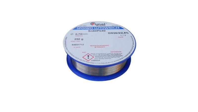 CYNEL UNIPRESS Cyna 0,70mm 250g Sn60Pb40 SW26/3/2.5 spoiwo lutownicze PROFESSIONAL