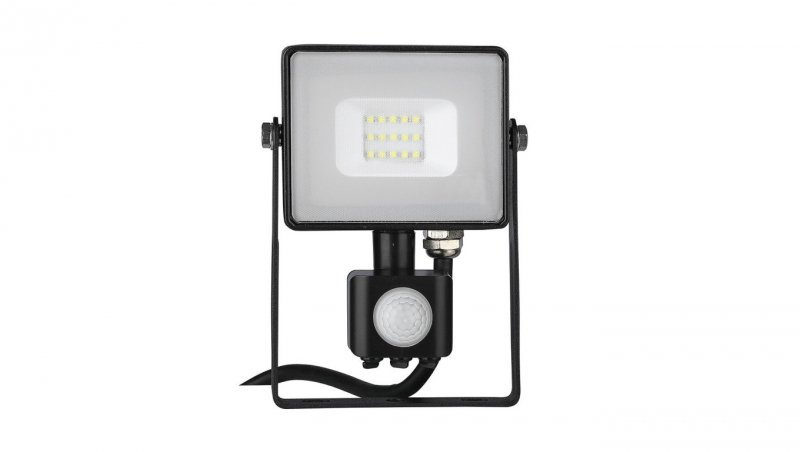 Naświetlacz VT-10-S 10W SMD IP65 PIR SENSOR FLOODLIGHT WITH SAMSUNG CHIP COLORCODE:4000K BLACK BODY GREY GLASS 437