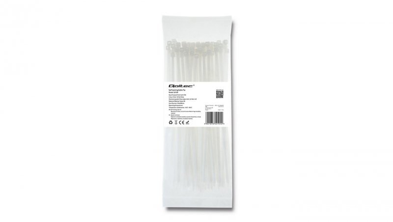 Qoltec Opaski zaciskowe Trytki kablowe 3.6*200mm 100 szt. Nylon66 UV Białe