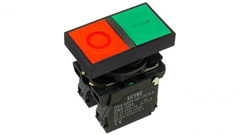 Przycisk podwójny IP54 czerwono zielony EBSA5-AL8325 1NO+1NC G+R LC-Tec 5902838490723