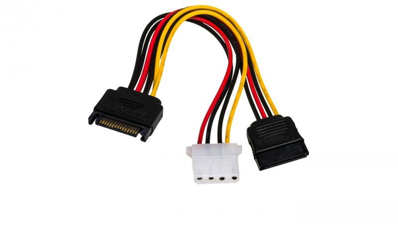 Adapter z kablem AK-CA-32 SATA (m) / Molex (f) / SATA (f) 2x 15cm AK-CA-32