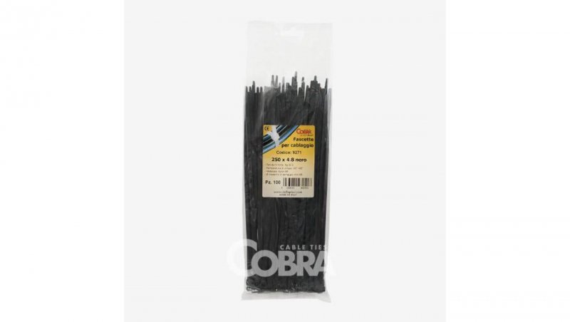 Opaska kablowa OPK 200x2,5 czarna UV COBRA /100szt./
