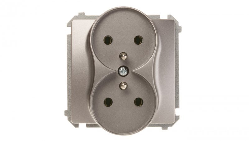 Simon Basic Gniazdo podwójne z/u 16A IP20 stal inox BMGZ2M.01/21