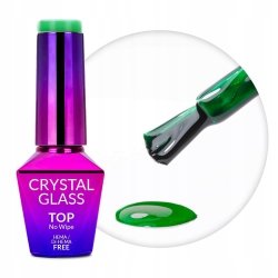 Top Hybrydowy MOLLYNAILS 10g Crystal Glass No Wipe Kolorowy Green Zielony