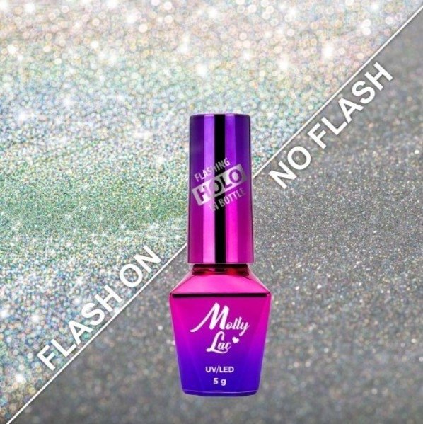Lakier hybrydowy MollyLac Flashing Holo in Bottle 5 g